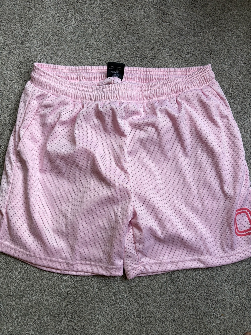 Men's Light Pink Athletic Mesh Shorts with Elastic Waist